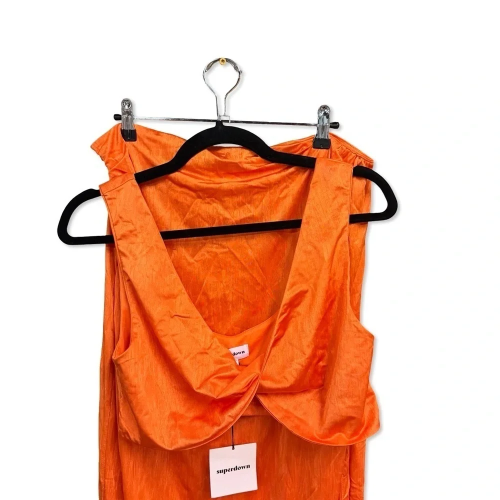 Superdown joana maxi skirt set Orange 2 piece crop top stretch Revolve L